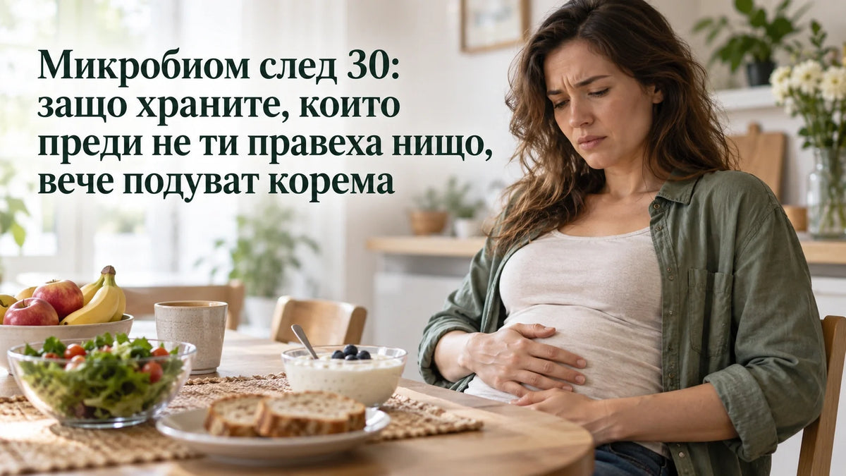 Микробиом след 30: защо храните, които преди не ти правеха нищо, вече подуват корема